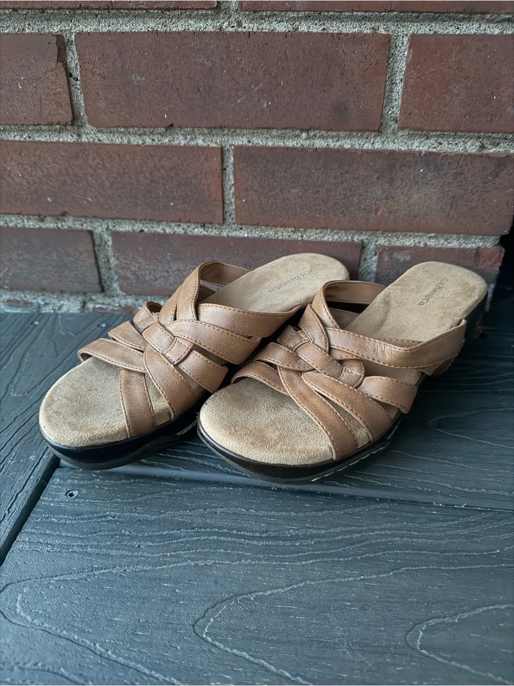 G.H. Bass & Co Myra Tan Woven Strappy Wedge Sandals Boho Comfort Size 7.5M